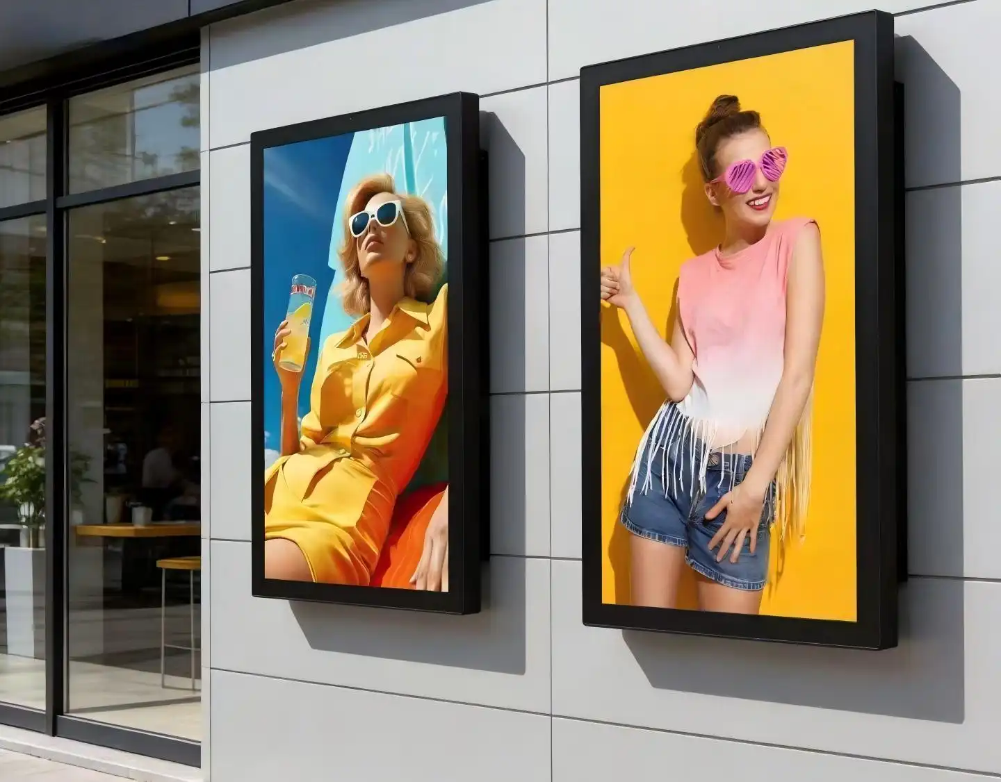 What safety precautions should be observed when using outdoor display advertising?
